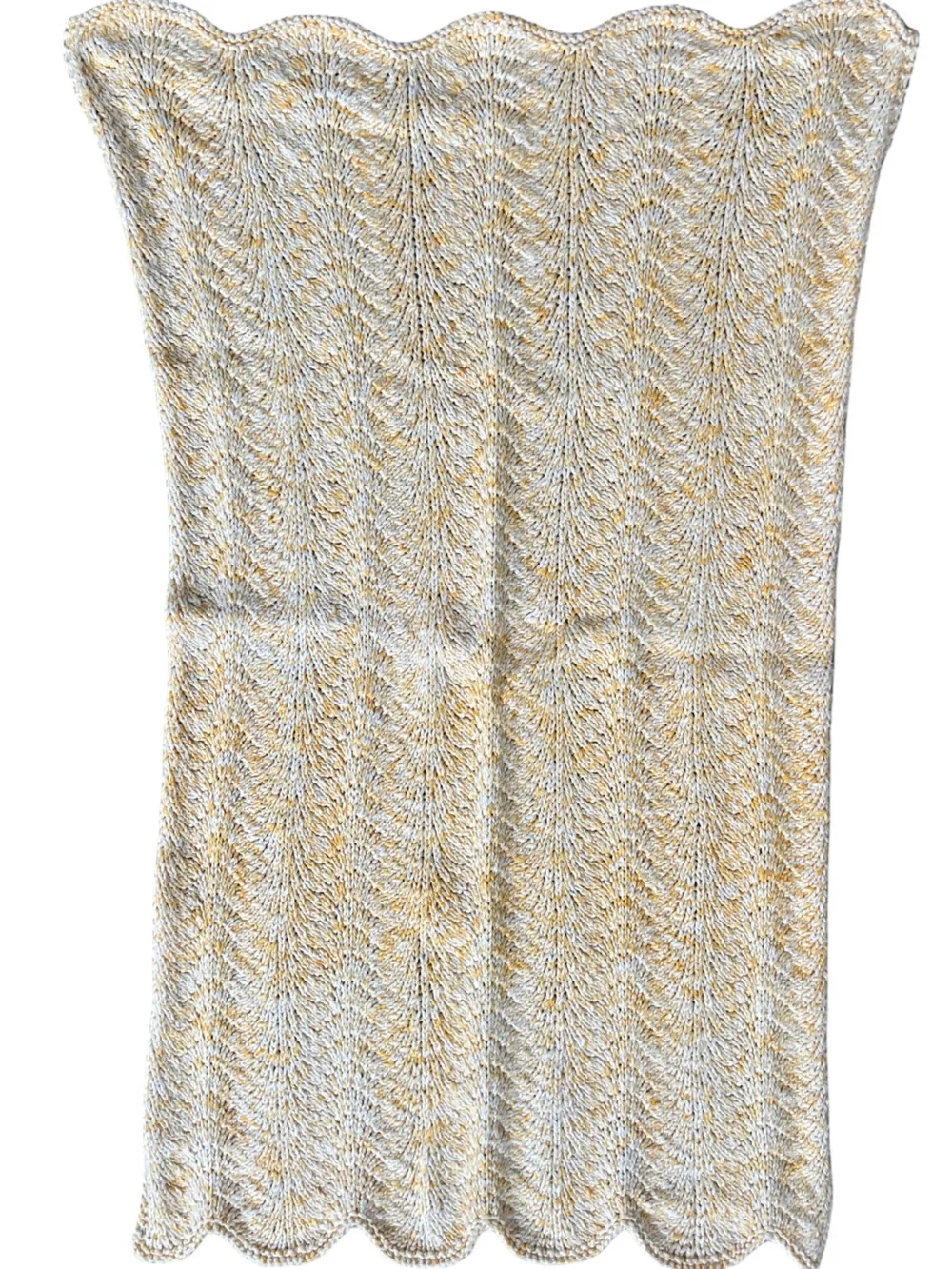 Vintage Hand knit Pointelle Baby Blanket
